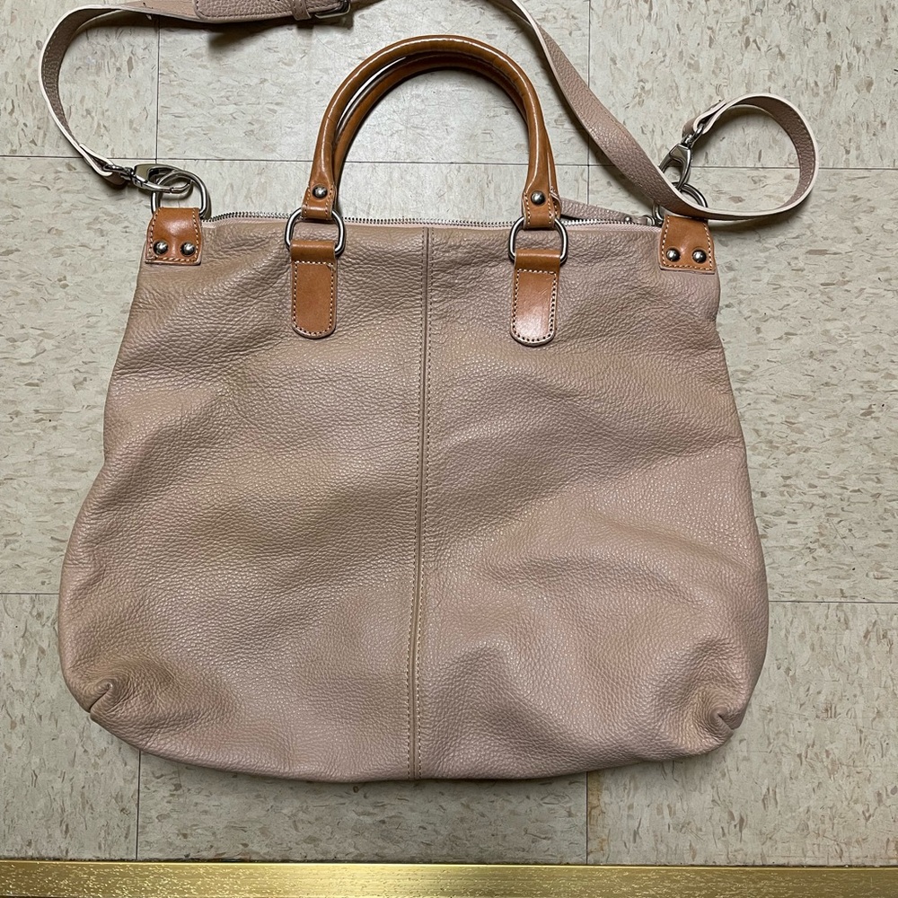 Pink/beige Leather Tote Bag